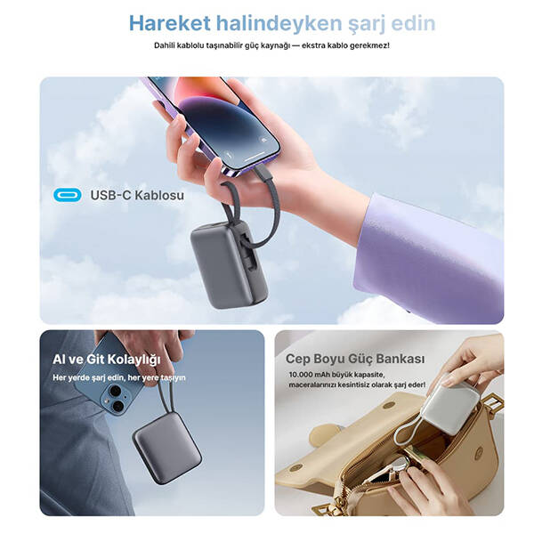 10000mah 35W Powerbank Siyah - Hızlı Şarj - 3