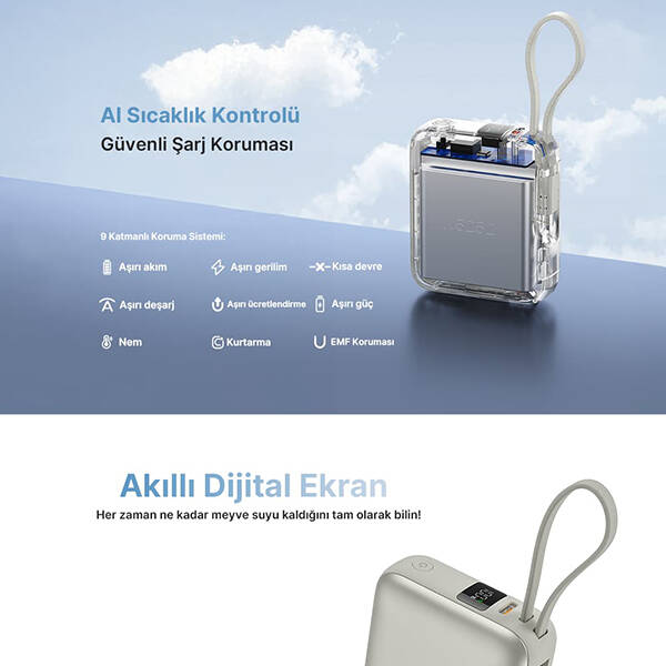 10000mah 35W Powerbank Siyah - Hızlı Şarj - 5