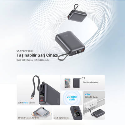 20000mah - 45W Powerbank Siyah - Hızlı Şarj - 2