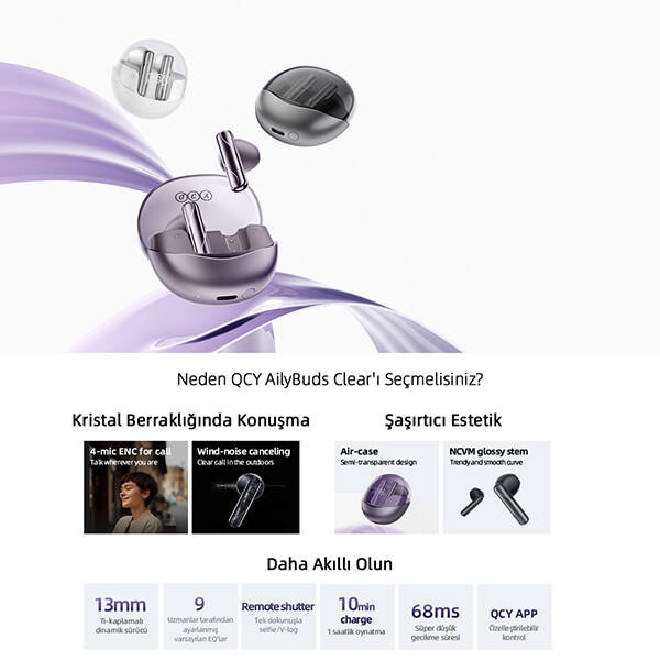 QCY AilyBuds Clear Bluetooth Kulaklık - 3