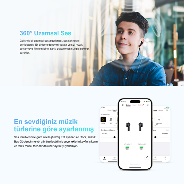QCY AilyBuds E10 TWS Kulak İçi Bluetooth Kulaklık - 5