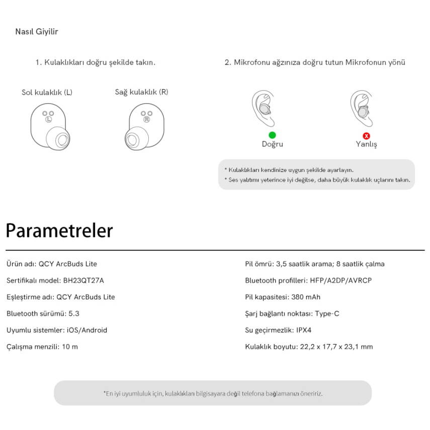 QCY ArcBuds Lite Bluetooth Kulaklık - 10