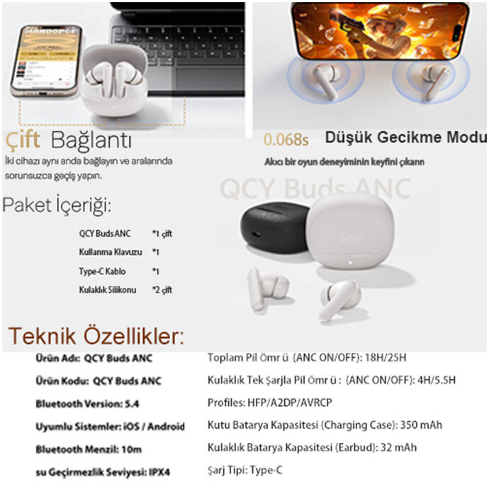 QCY Buds Anc HT15 Bluetooth Kulaklık - 5