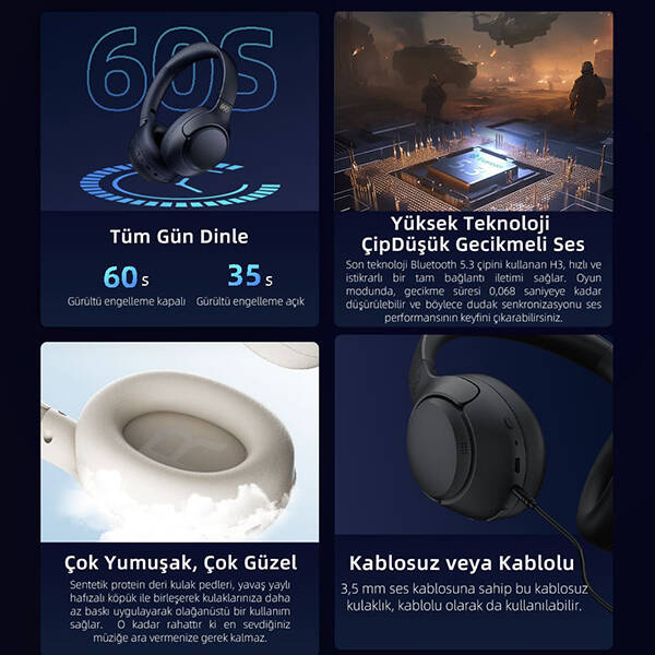 QCY H3 ANC Kulak Üstü Bluetooth Kulaklık - 9