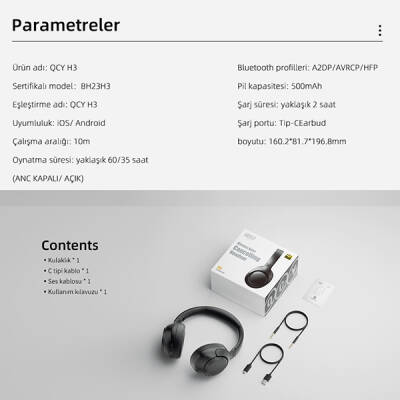 QCY H3 ANC Kulak Üstü Bluetooth Kulaklık - 12