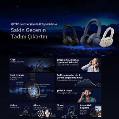 QCY H3 ANC Kulak Üstü Bluetooth Kulaklık - 13