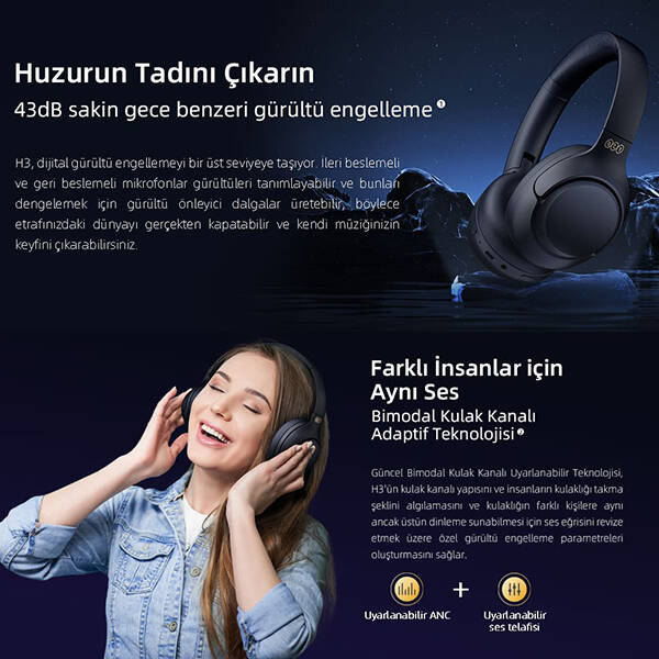 QCY H3 ANC Kulak Üstü Bluetooth Kulaklık - 14