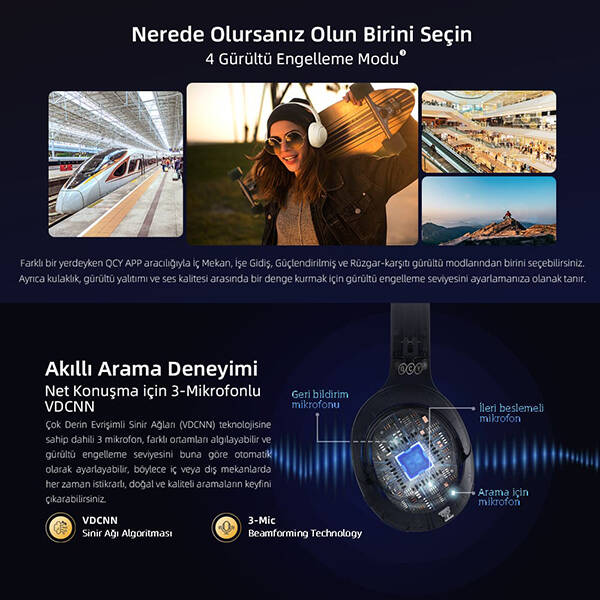 QCY H3 ANC Kulak Üstü Bluetooth Kulaklık - 15