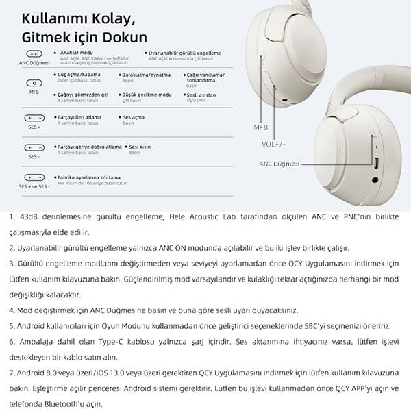 QCY H3 ANC Kulak Üstü Bluetooth Kulaklık - 29