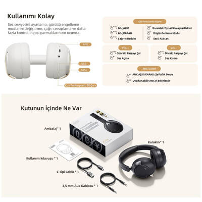 QCY H3 Pro ANC Kulak Üstü Bluetooth Kulaklık - 18