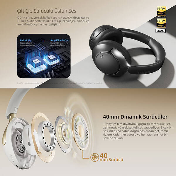 QCY H3 Pro ANC Kulak Üstü Bluetooth Kulaklık - 22