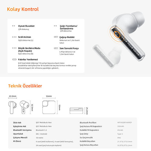 QCY Melobuds Neo Bluetooth Kulaklık - 10