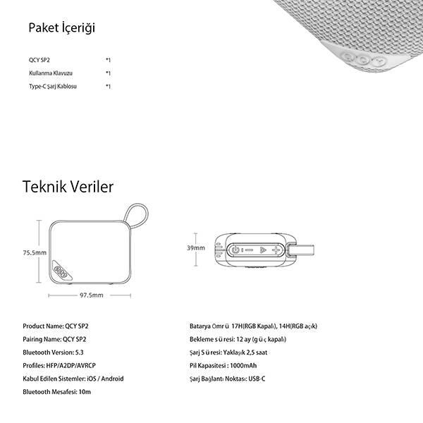 QCY SP2 RGB Bluetooth Hoparlör - 8